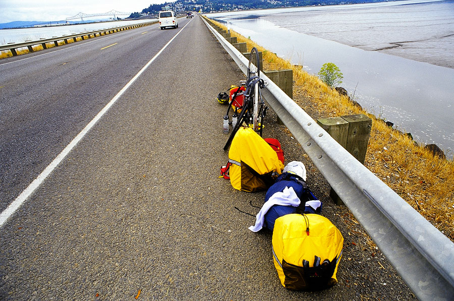 Flat tyre number 3, outside of Astoria, Oregon (Day 60)