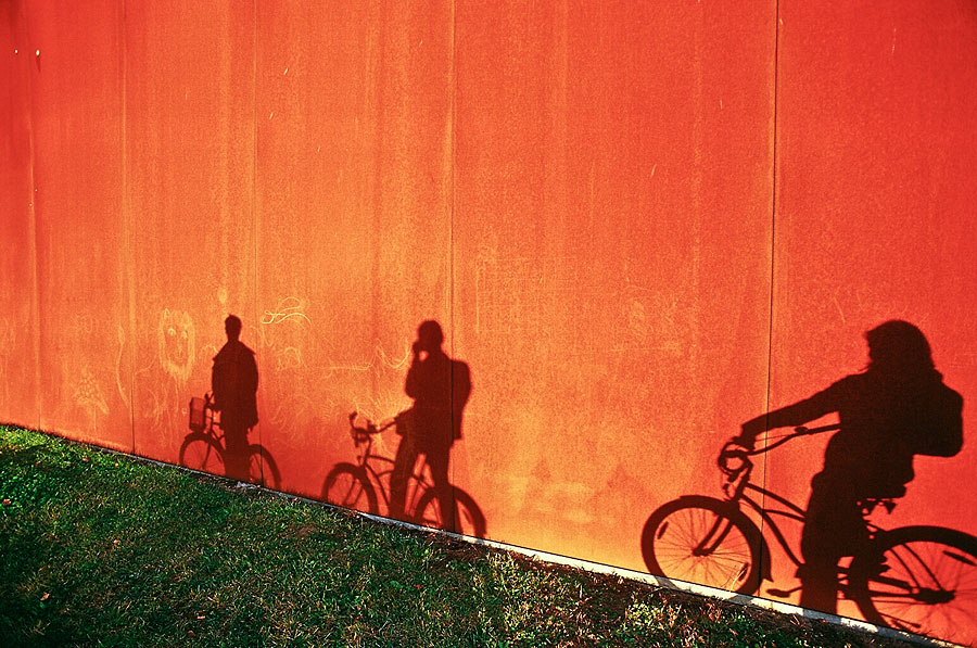 Berlin wall bicycle shadows
