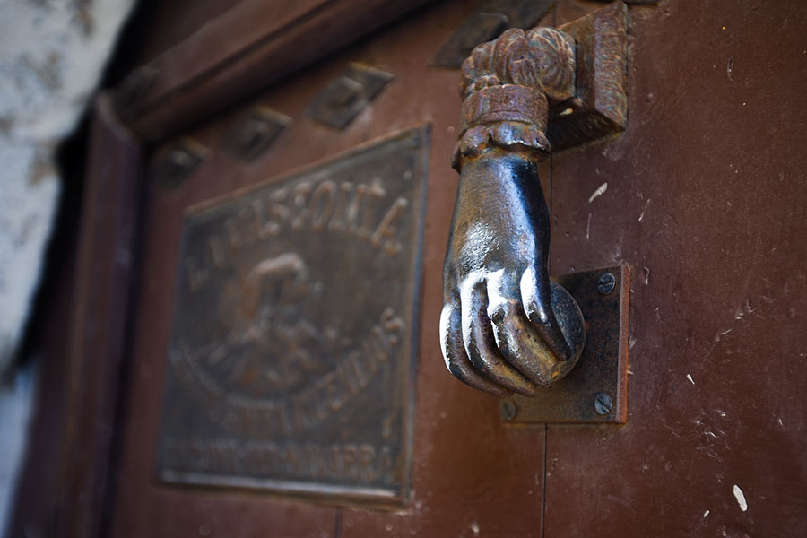 Spanish door knocker in the shape of a hand