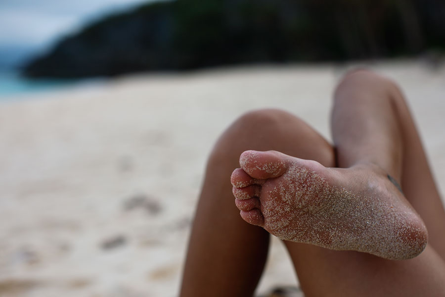Boracay beach sandy feet