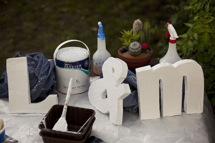Painting the DIY homemade typography letters