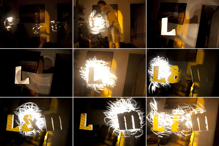 Out-takes of the glowing letters