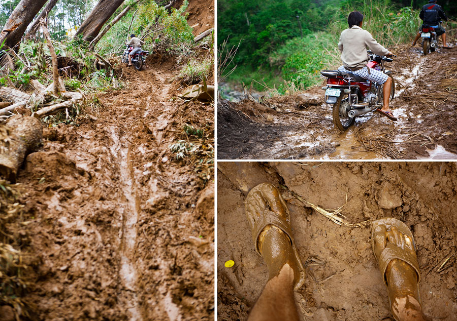 A mudslide caused by typhoon Mina on the way to Adams, Laoag