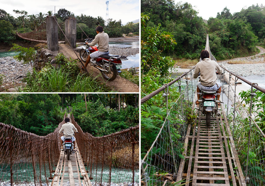 On the way to Adams via motorbike over hanging bridges